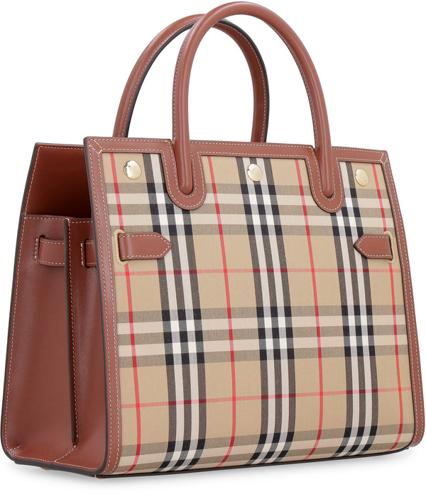 Title bag in leather and Vintage Check fabric-2